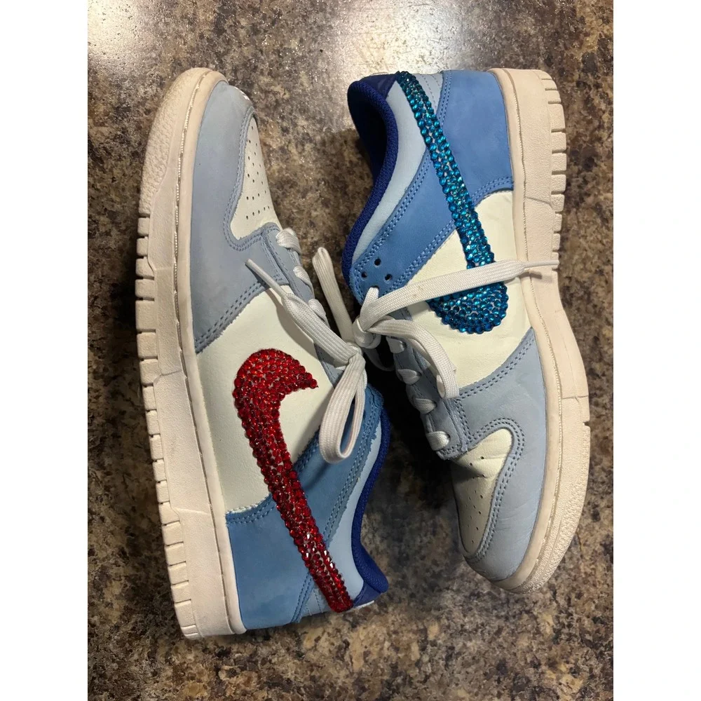 Nike Dunk Low SE Industrial Blue White Rhinestone Kids 6Y HF5742-111 Sneakers